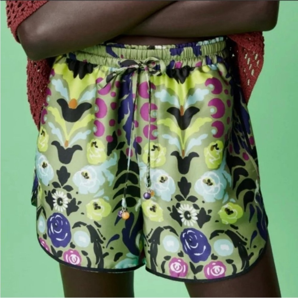 Zara Floral Print Shorts in Lime, Purple, Pink, Black